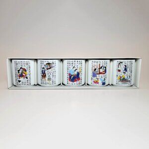 Set of 5 Korean Folkcraft Sae-Chen Ceramic Soju Sake Winecup Shot Glasses